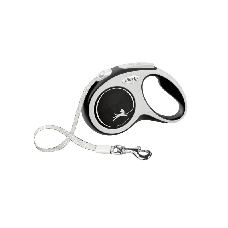 Schnäppchen Flexi New COMFORT Gurt S 5 Meter schwarz Roll-Leine für Hunde